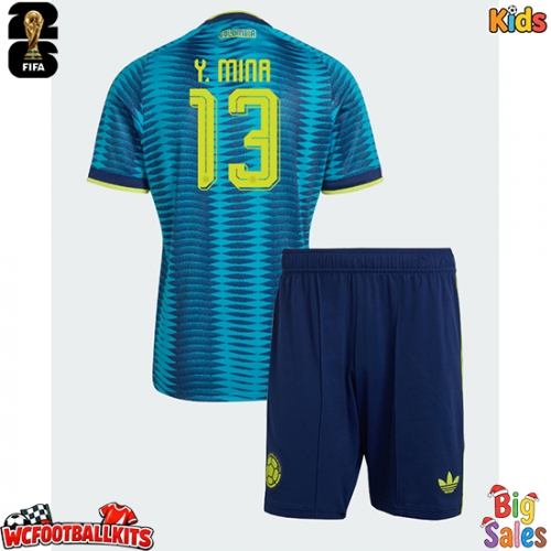 Colombia Yerry Mina #13 Replica Away Stadium Kit for Kids World Cup 2026 Short Sleeve (+ pants)